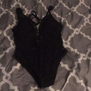 One Piece Black Lace Bikini